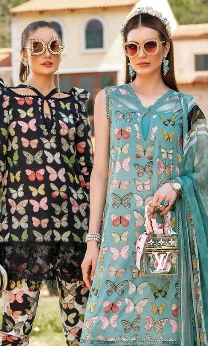 Maria b 3pc lawn unstitched digital printed suit