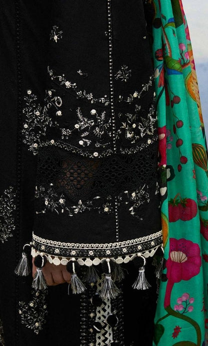 Dhanak 3pc unstitched heavy embroidered suit with digital printed wool shawl