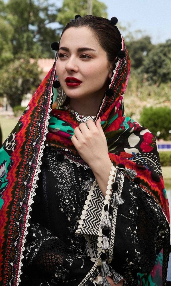 Dhanak 3pc unstitched heavy embroidered suit with digital printed wool shawl