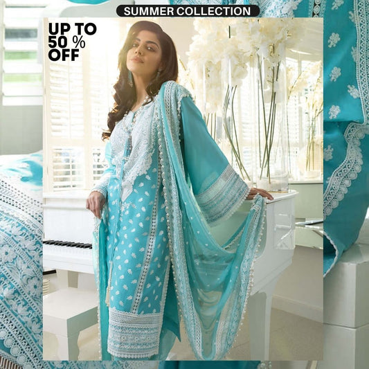 Lawn 3pc unstitched heavy embroidered suit