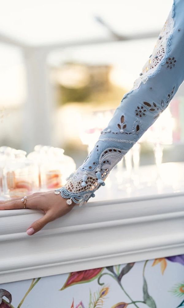 Lawn 3pc unstitched luxury heavy chiken kari embroidered suit with embroidered dupatta and pallu patches