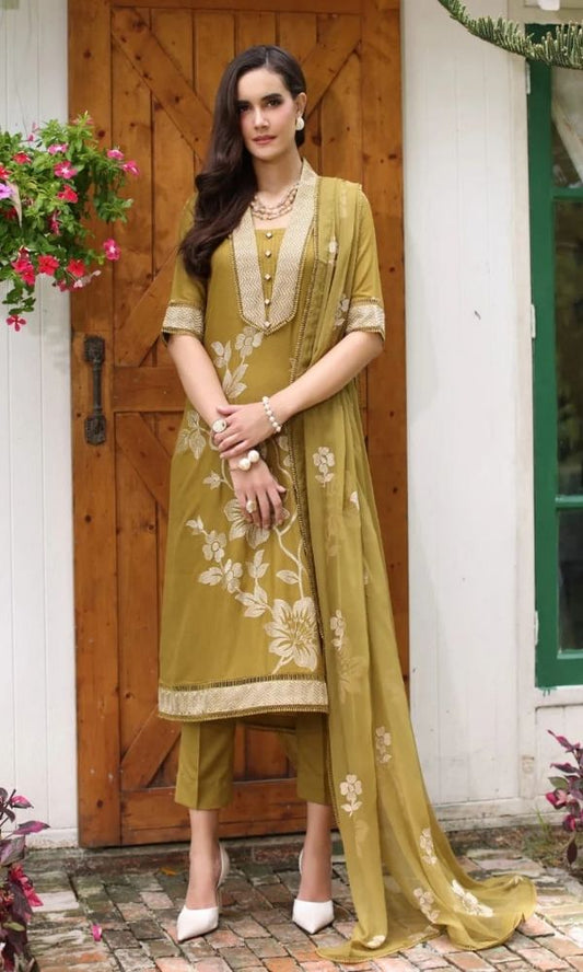 Lawn 3pc unstitched embroidered summer collection suit