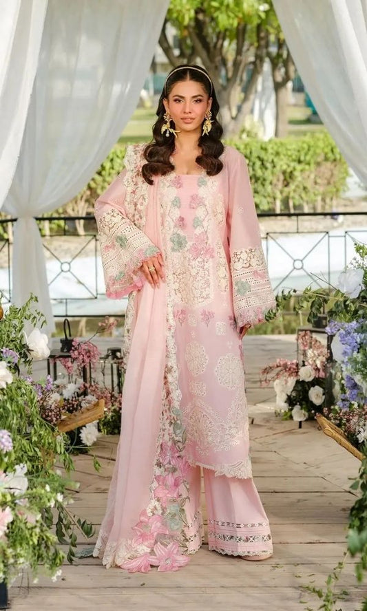 Lawn 3pc usntitched heavy embroiered summer collection suit
