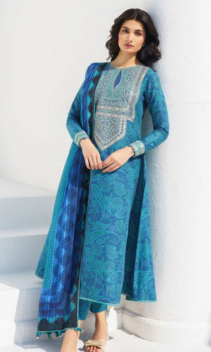 Lawn 3pc unstitched digital printed suit with patches