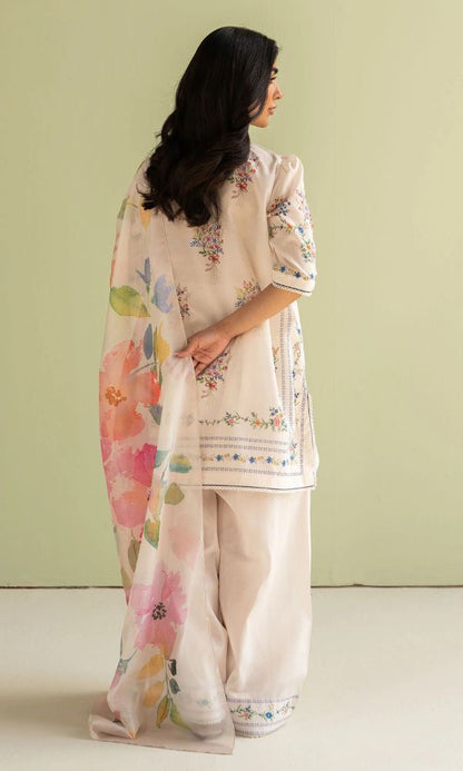 Lawn 3pc unstitched digital printed suit with silk digital printed dupatta