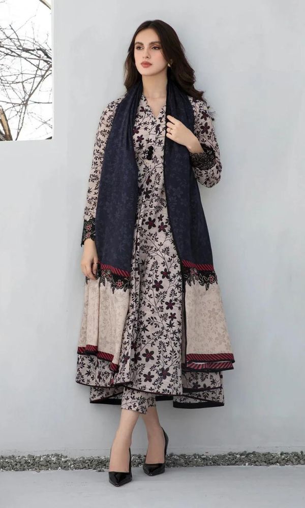 3pc khaddar unstitched digital printed suit