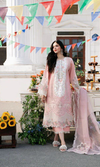 Lawn 3pc unstitched heavy chikenkari embroidered suit