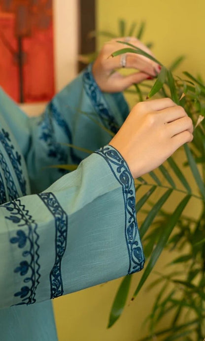 Dhanak 2pc unstitched embroidered suit with embroidered trouser