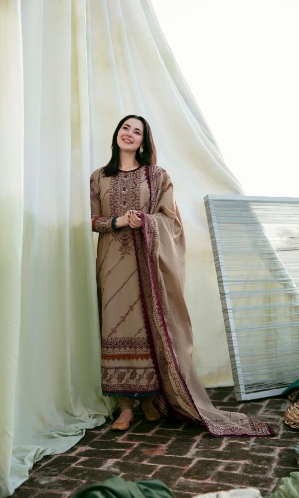 Dhanak 3pc unstitched embroidered winter collection suit