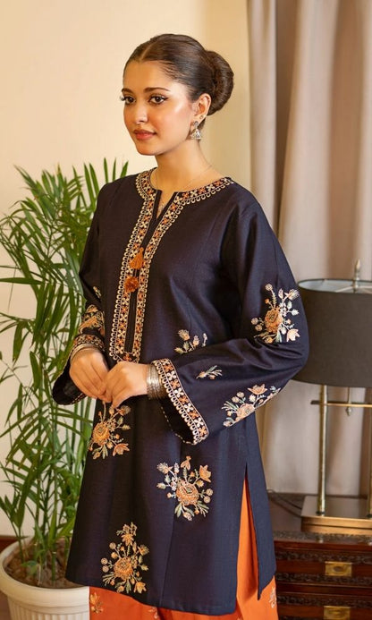 Dhanak 2pc unstitched embroiered suit with embroidered trouser