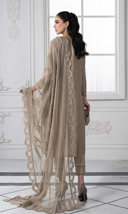 Lawn 3pc unstitched luxury heavy chiken kari embroidery with embroidered patches