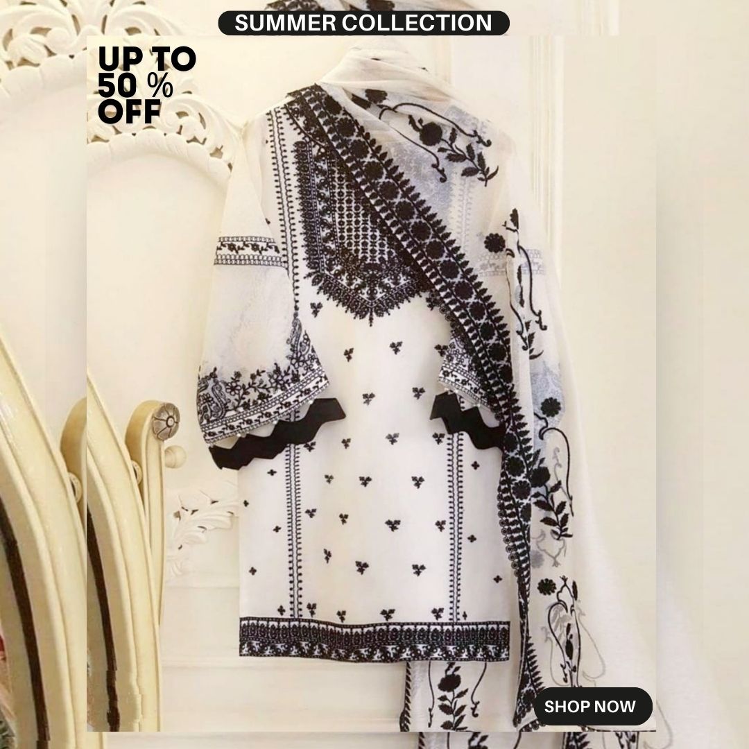 Lawn 3pc unstitched heavy embroidered suit