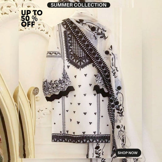 Lawn 3pc unstitched heavy embroidered suit