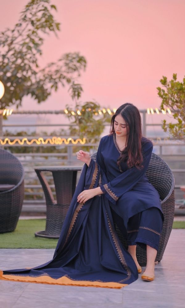 Dhanak 3pc unstitched suit with patches and digital printed wool shawl