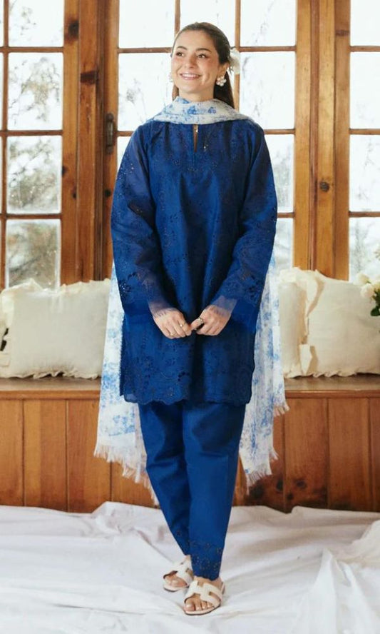 Lawn 3pc chiken kari heavy embroidered suit