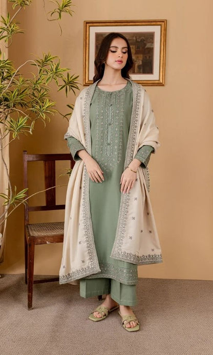 Dhanak 3pc unstitched embroidered suit