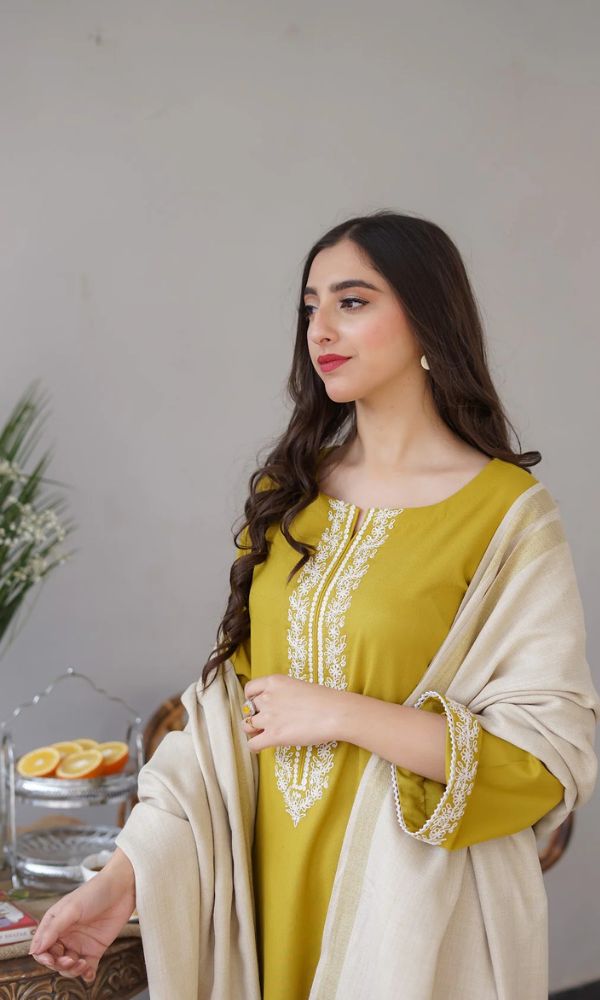 Dhanak 3pc unstitched embroidered suit