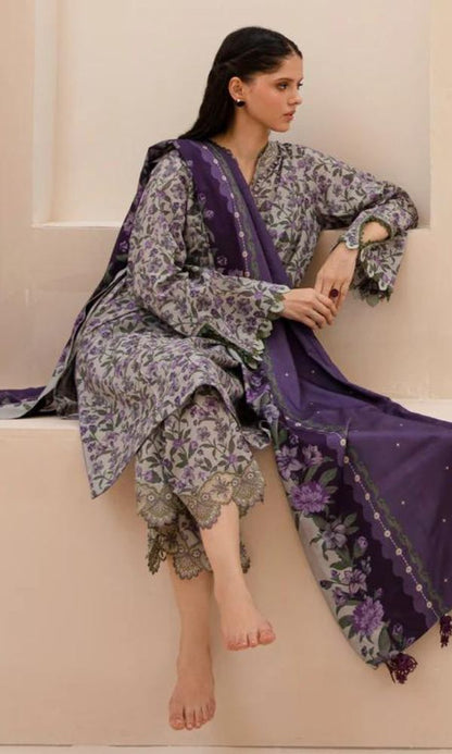 Baroque lawn unstitched 3pc digital printed suit