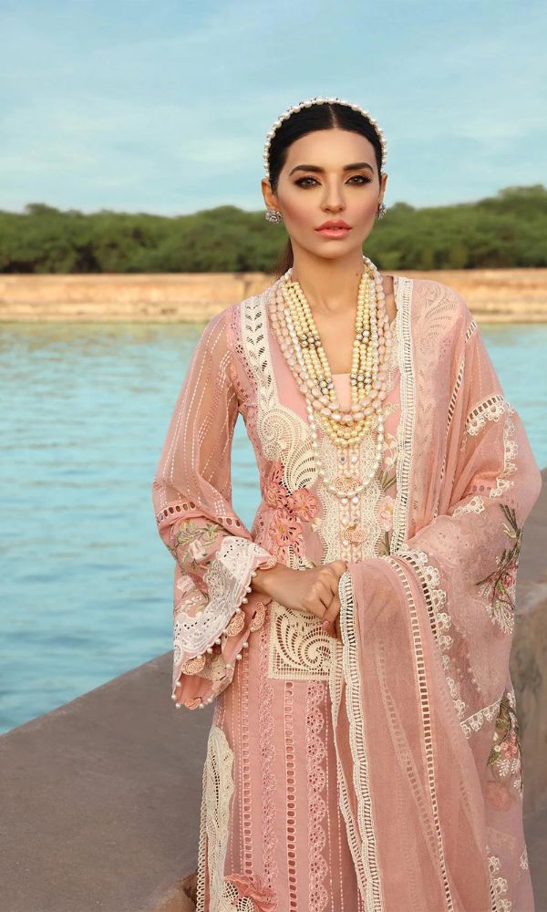 Lawn 3pc heavy embroidered suit with embroidered dupatta