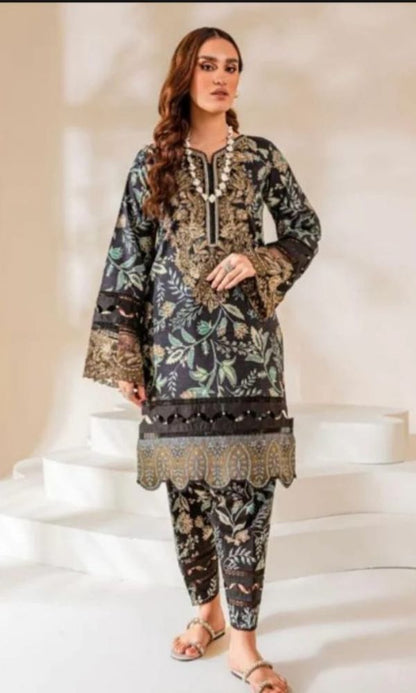 Lawn unstitched 2pc heavy embroidered suit