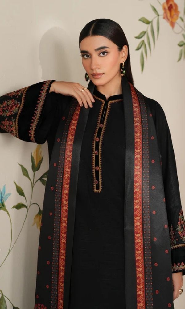 Dhanak 3pc unstitched embroidered winter collection