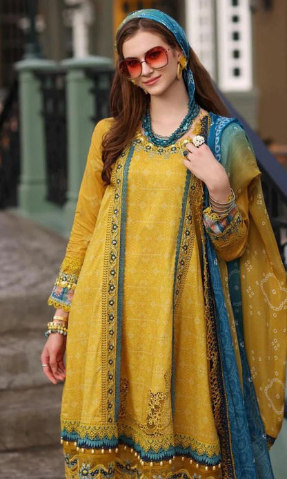 Lawn 3pc heavy embroidered and digital printed suit