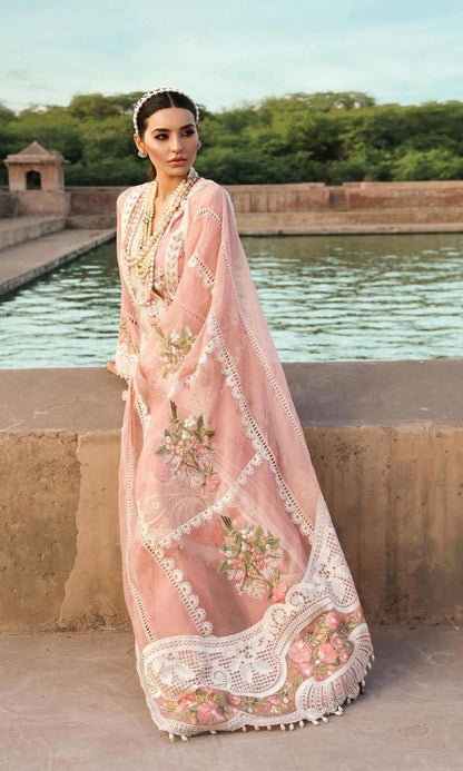 Lawn 3pc heavy embroidered suit with embroidered dupatta