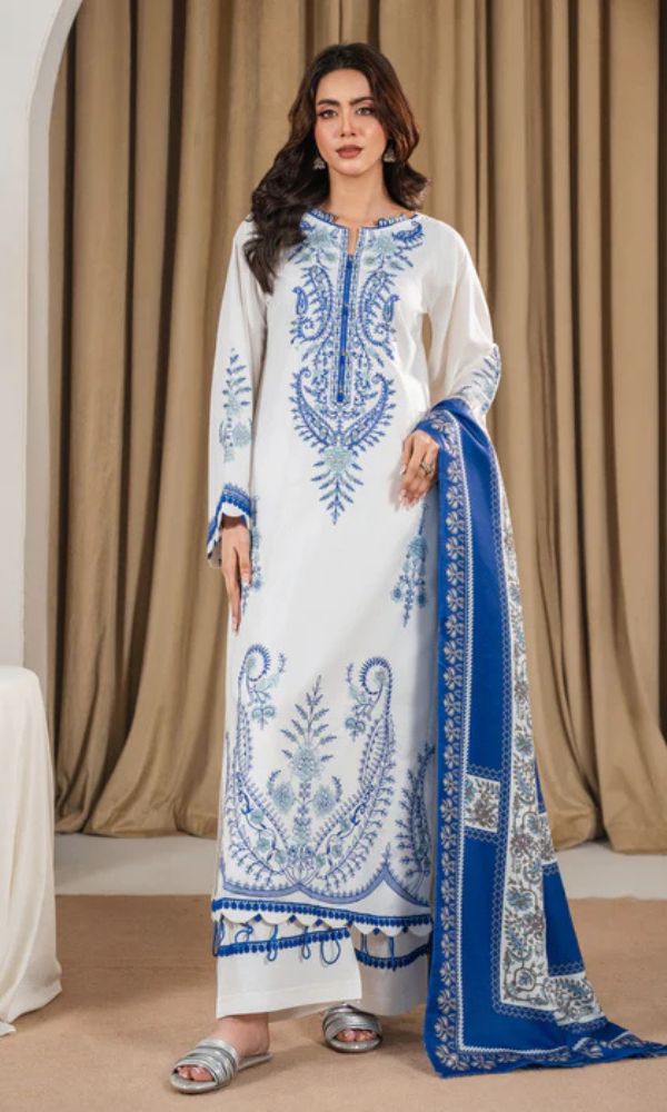 Lawn 3pc unstitched embroiderd summer collection suit