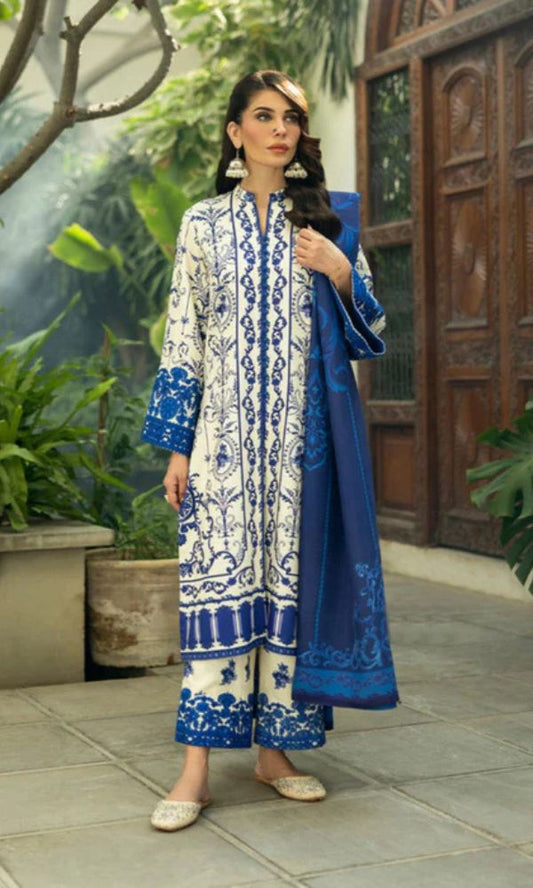 Lawn 3pc unstitched digital printed suit with voil dupatta