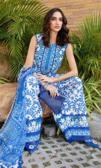 Lawn 3pc unstitched digital print suit with patches