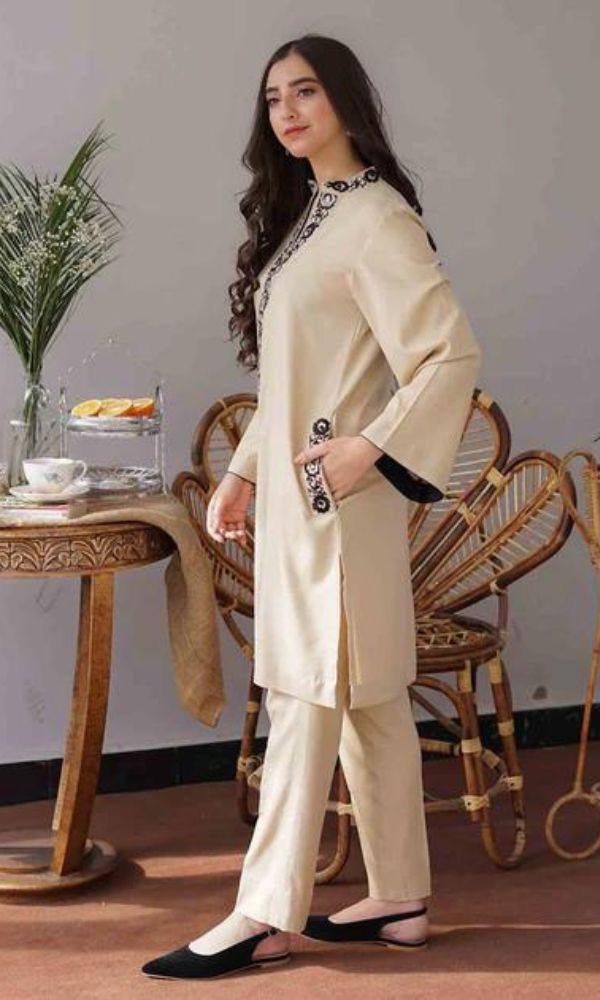 Dhanak 3pc unstitched suit with embroidered shawl and patches