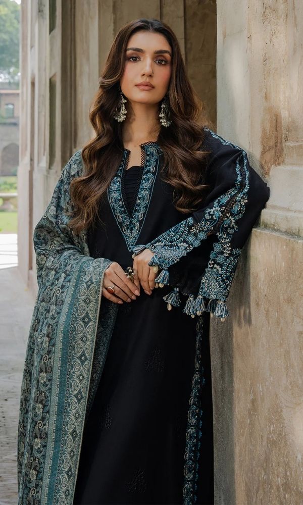 Dhanak 3pc unstitched fully embroidered suit with twill digital printed dupatta