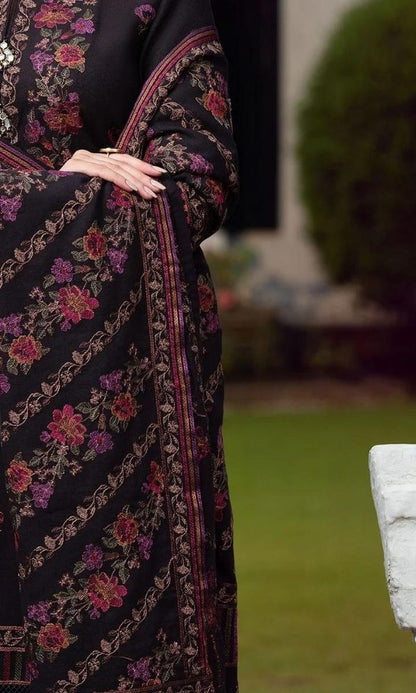 Dhanak 3pc heavy embroidered shirt with patches and heavy embroidered shawl