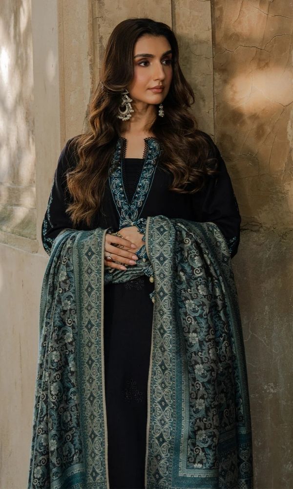 Dhanak 3pc unstitched fully embroidered suit with twill digital printed dupatta