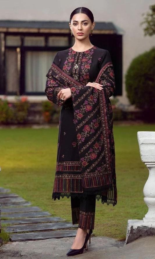 Dhanak 3pc heavy embroidered shirt with patches and heavy embroidered shawl