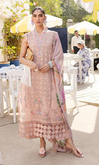 Lawn 3pc unstitched fully embroidered summer collection suit