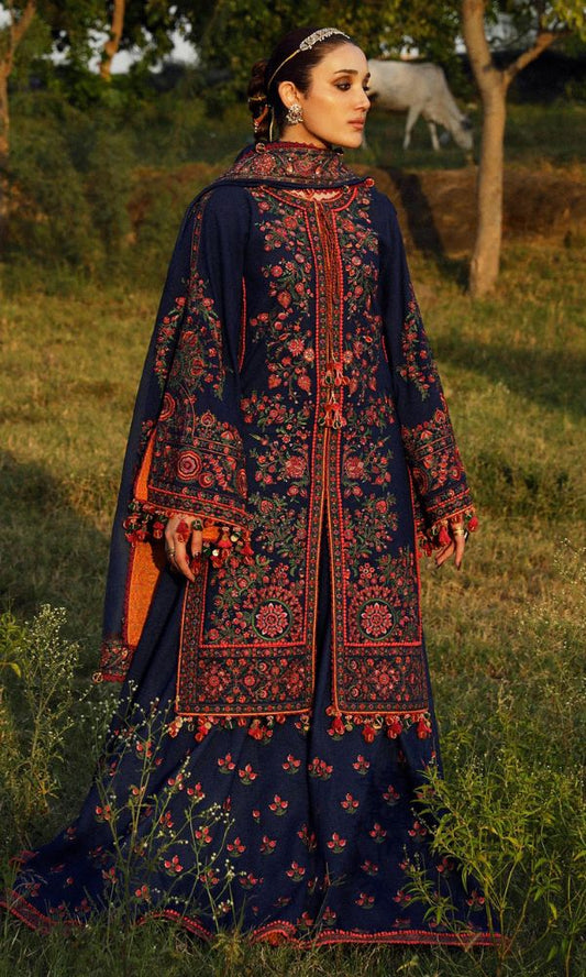 Dhanak 3pc unstitched heavy embroidered suit same embroidered shawl