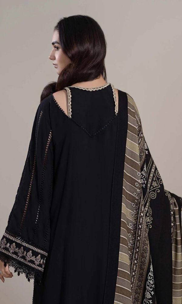 Dhanak 3pc heavy embroidered shirt with wool digital printed shawl