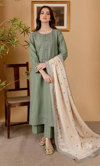 Dhanak 3pc unstitched embroidered suit