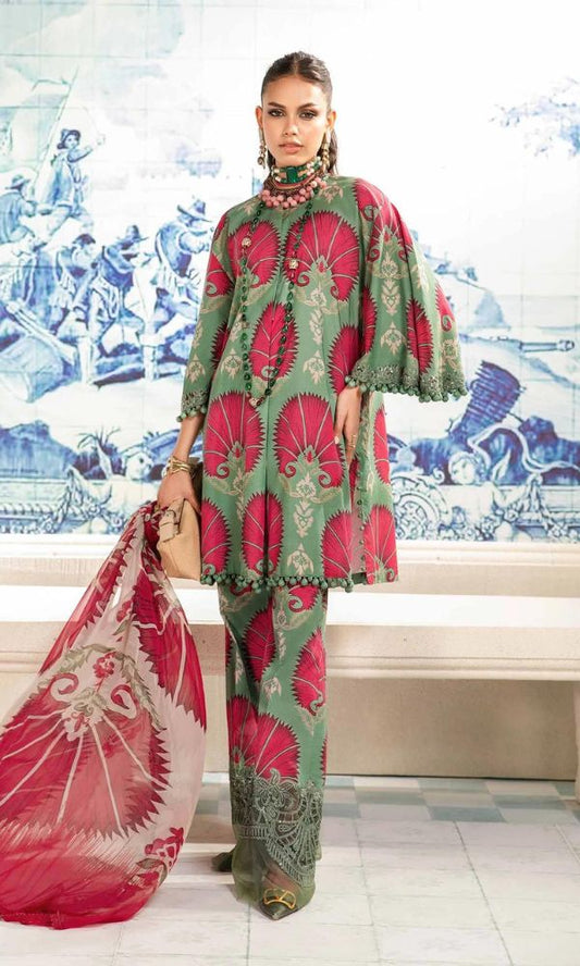 Lawn 3pc digital printed suit with silk digital printed dupatta