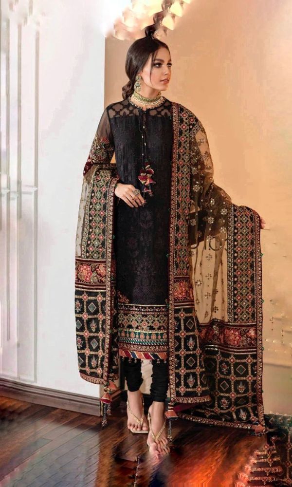 Lawn heavy embroidered 3pc suit with patches