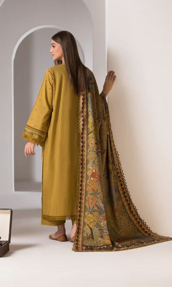 Dhanak 3pc unstitched heavy embroidered suit